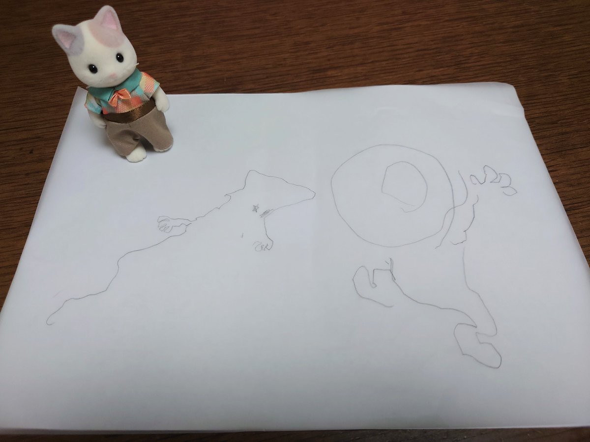 ice_frog597's tweet photo. 娘がトレーシングペーパーで描いた絵ですが、何か分かりますか？😊
#子育て
#映えないシル活 https://t.co/pVNru1ulak
