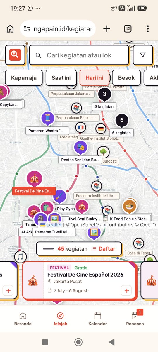0xAllain's tweet photo. Sebagai perantau, salah satu hal yg gw suka di jakarta adalah lumayan banyak event. Tapi nyari event yang cocok agak susah, gw sendiri baru mulai tahu ada event2 yang gw demen baru pas semester 5 di UI.
Setelah melihat twt mamdani kemaren gw terinspirasi buat versi untuk Jakarta. https://t.co/CoCyWyWxaT