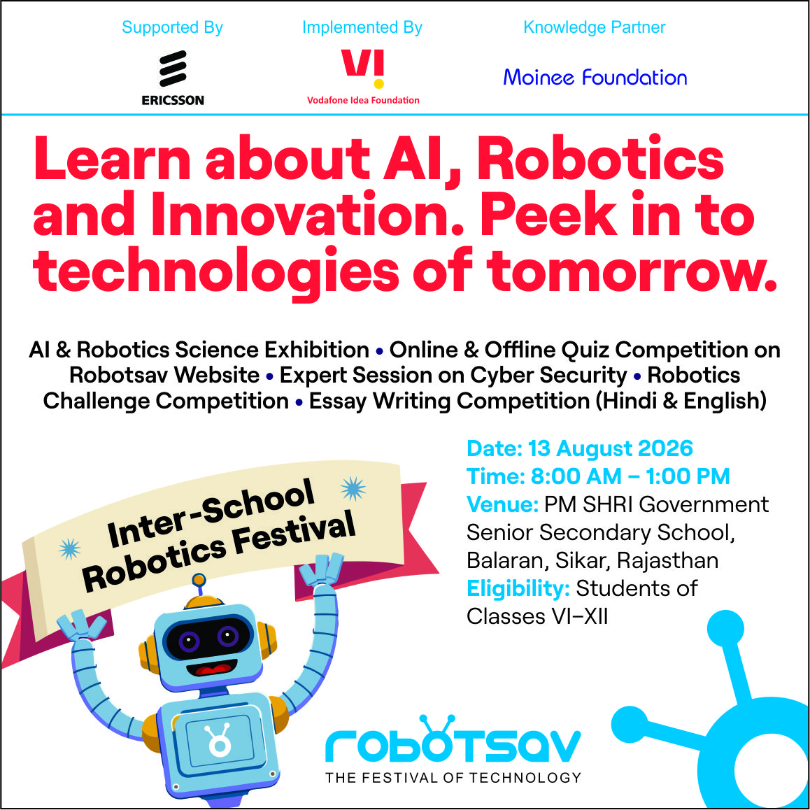 robotsav's tweet photo. 🚀 Ignite young minds with AI, Robotics &amp; Innovation! 🤖

#Robotsav #STEM #AI #Robotics #Innovation https://t.co/ZnLZ20Av4T