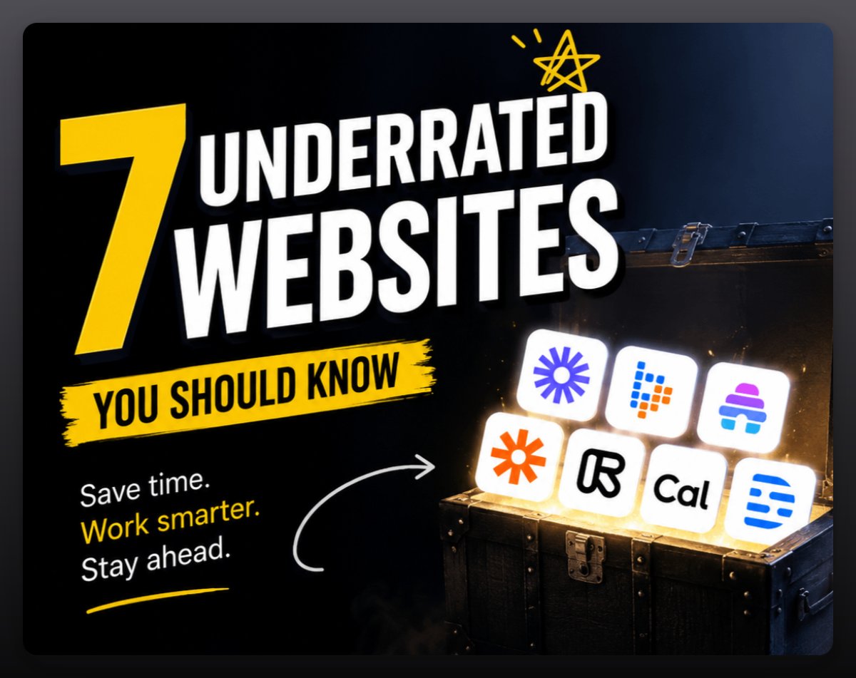 piyascode9's tweet photo. I stopped bookmarking random websites.

Now I only save the ones that genuinely make work faster, easier, or smarter.

Here are 7 underrated websites that deserve far more attention. 🧵 https://t.co/VpAufEWYtf