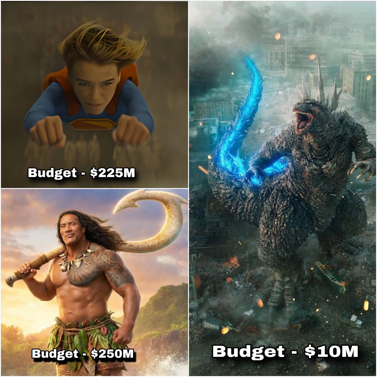 Dark_nightttsss's tweet photo. $15M Godzilla Minus One 🤝 $250M Hollywood CGI 💀

Where did all that money go? 👀 https://t.co/5YvXFvReGA