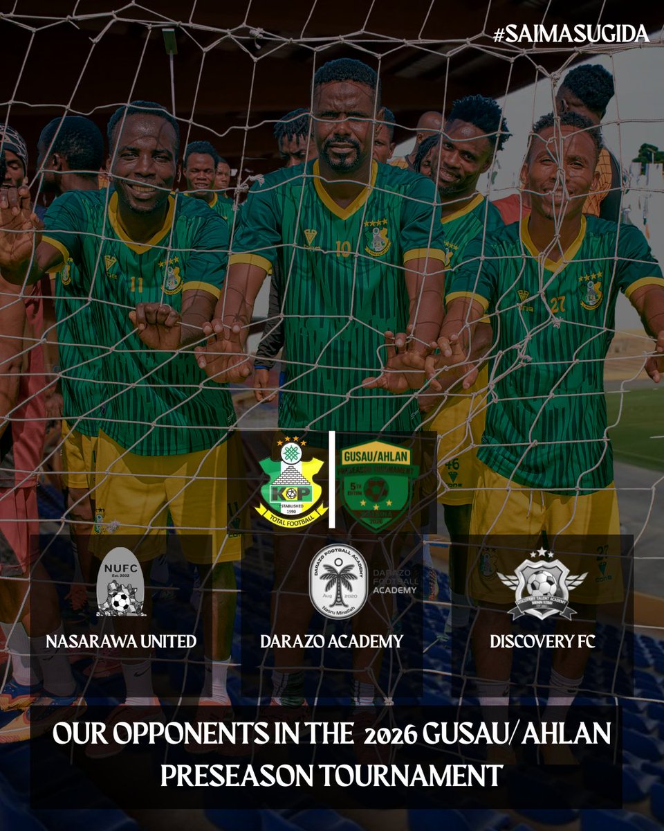 pillarsfc's tweet photo. 2026 GUSAU/AHLAN PRESEASON TOURNAMENT

Our opponents have been confirmed! 

Kano Pillars FC will face:

1. Nasarawa United FC
2. Darazo Football Academy
3. Discovery Talent, Birnin Kebbi

The stage is set. The countdown continues! 

SAI MASU GIDA! 

#SaiMasuGida
#Preseason2026 https://t.co/gEp9KAgubE