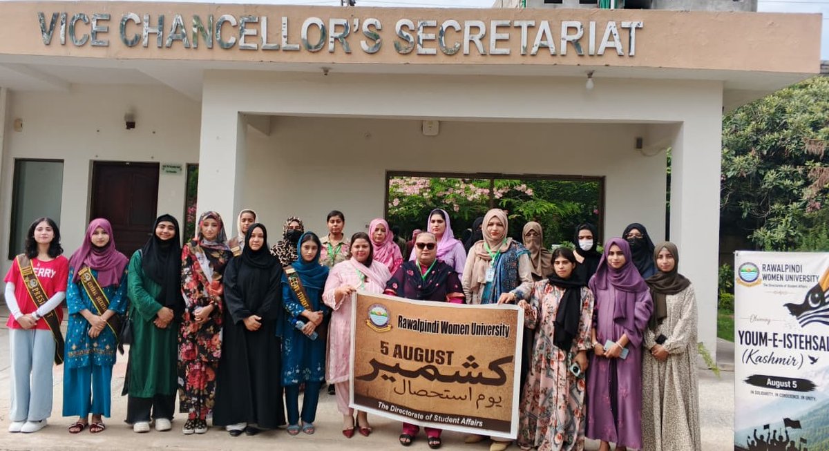 Official_RWU's tweet photo. The series of activities organized in observance of Youm-e-Istehsal-e-Kashmir concluded with an interactive session by the VC Prof. Dr. Tayyaba Zarif, with students of RWU. She urged students to always remember the Kashmir cause and uphold the values of justice and peace. https://t.co/CUonURGHXn