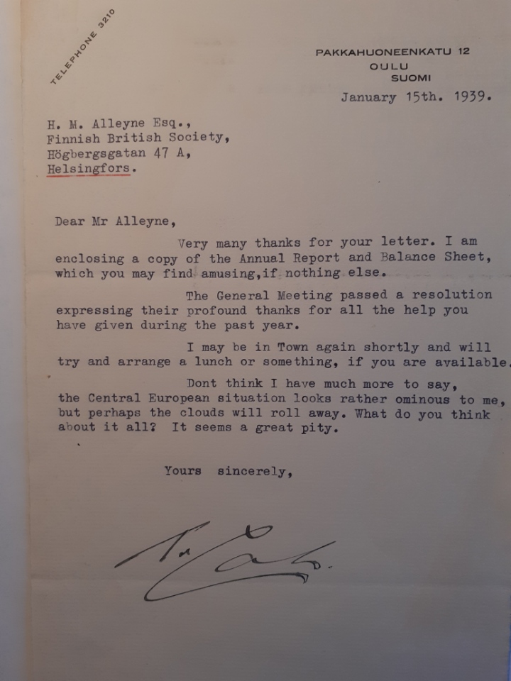 finnbrit1's tweet photo. From the Finnbrit archives: a letter sent on 15 Jan 1939. It ends with an observation that now feels chillingly prophetic: "the Central European situation looks rather ominous." An amazing snapshot of friendship &amp; history on the eve of war.
Finnbrit 62/100
#Finnbrit #Finnbrit100 https://t.co/DL0eTjkJgY