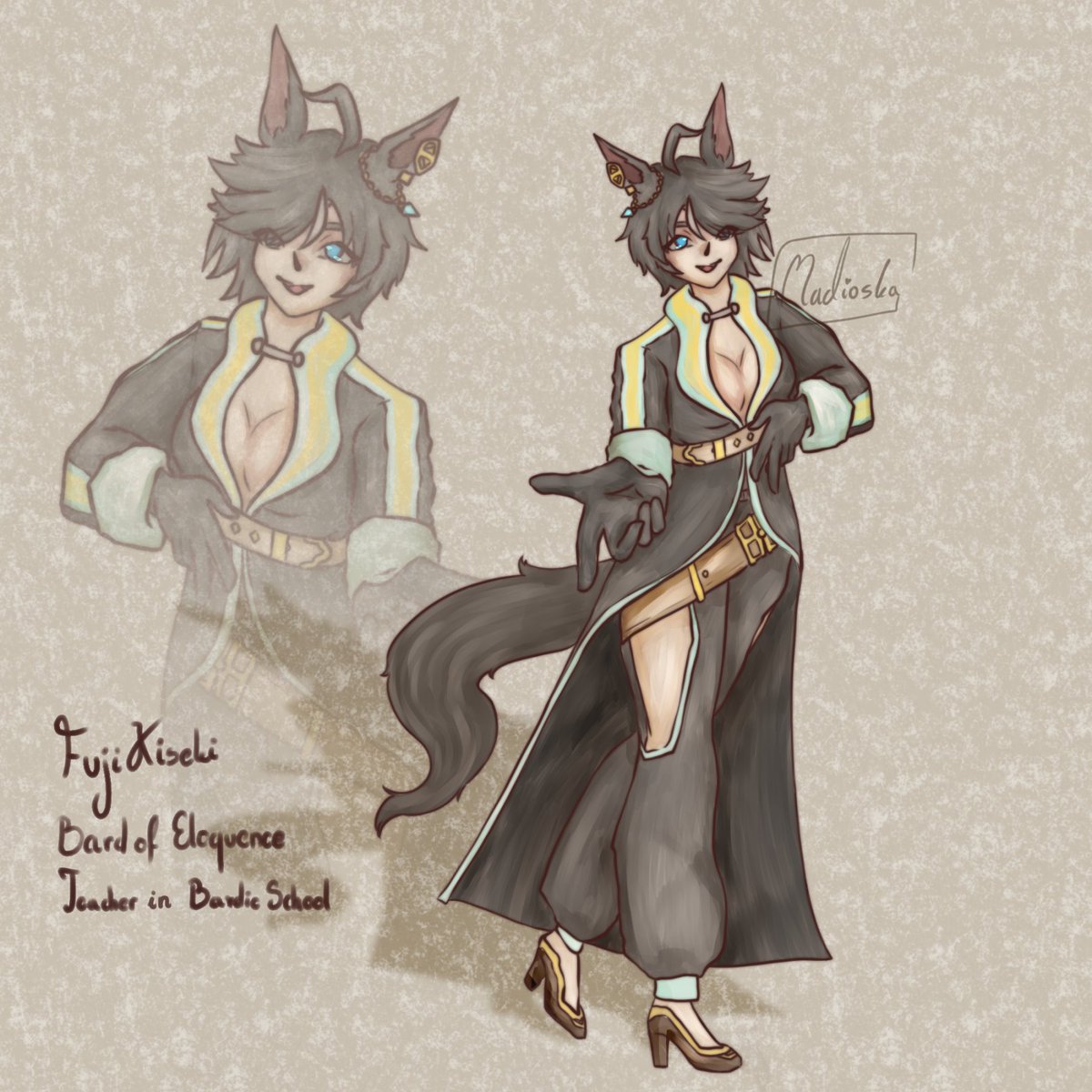 Madioska's tweet photo. I swear, DnD should add a dancer subclass or a class ;;;;
It would be PERFECT
Also, I kind of forgor to add her quote
"Would you care for a dance?" 
#Umamusume #ウマ娘プリティーダービー #FujiKiseki #Bard #フジキセキ #Dnd #DungeonAndDragons https://t.co/qFLnBfy6iZ