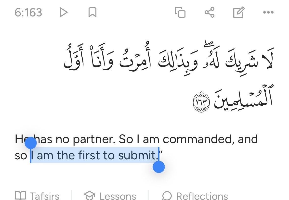 Life20780's tweet photo. @AdedoyinTweets @Abdulhadi_Pen Why aren’t I a Muslim 🤔 because The Quran ☪️ONTRADICTS ITSELF 
The Quran say Muhammad was the first Muslim so how can Jesus or Adam or Noah be Muslim 😅 Quran 6:163 it’s clearly states Muhammad was the first to submit 🤣 https://t.co/ciUFu20al4