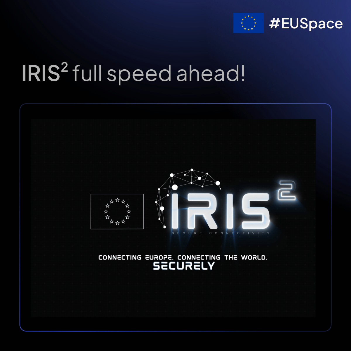 EU4Space's tweet photo. The @EU_Commission, @esa, EUSPA, the SpaceRISE consortium and European industry partners have defined the next steps for the deployment of IRIS², Europe's future secure connectivity constellation. https://t.co/TrmgryPLIt