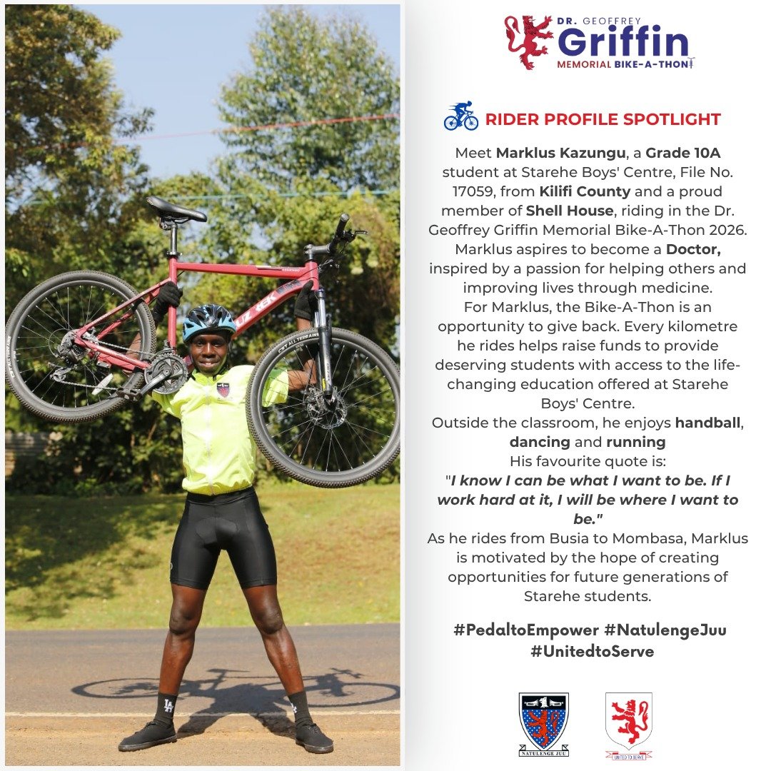 Starehe_Boys's tweet photo. Meet Marklus Kazungu🚴🏾‍♂️

Proudly adopted by @vivoenergykenya, Marklus is riding every kilometre with purpose—helping raise funds to transform lives through education.

💙 Support the ride:
Paybill: 949494
Account: Bike-A-Thon

#PedalToEmpower #GGMBikeathon https://t.co/Oapry8oxFO