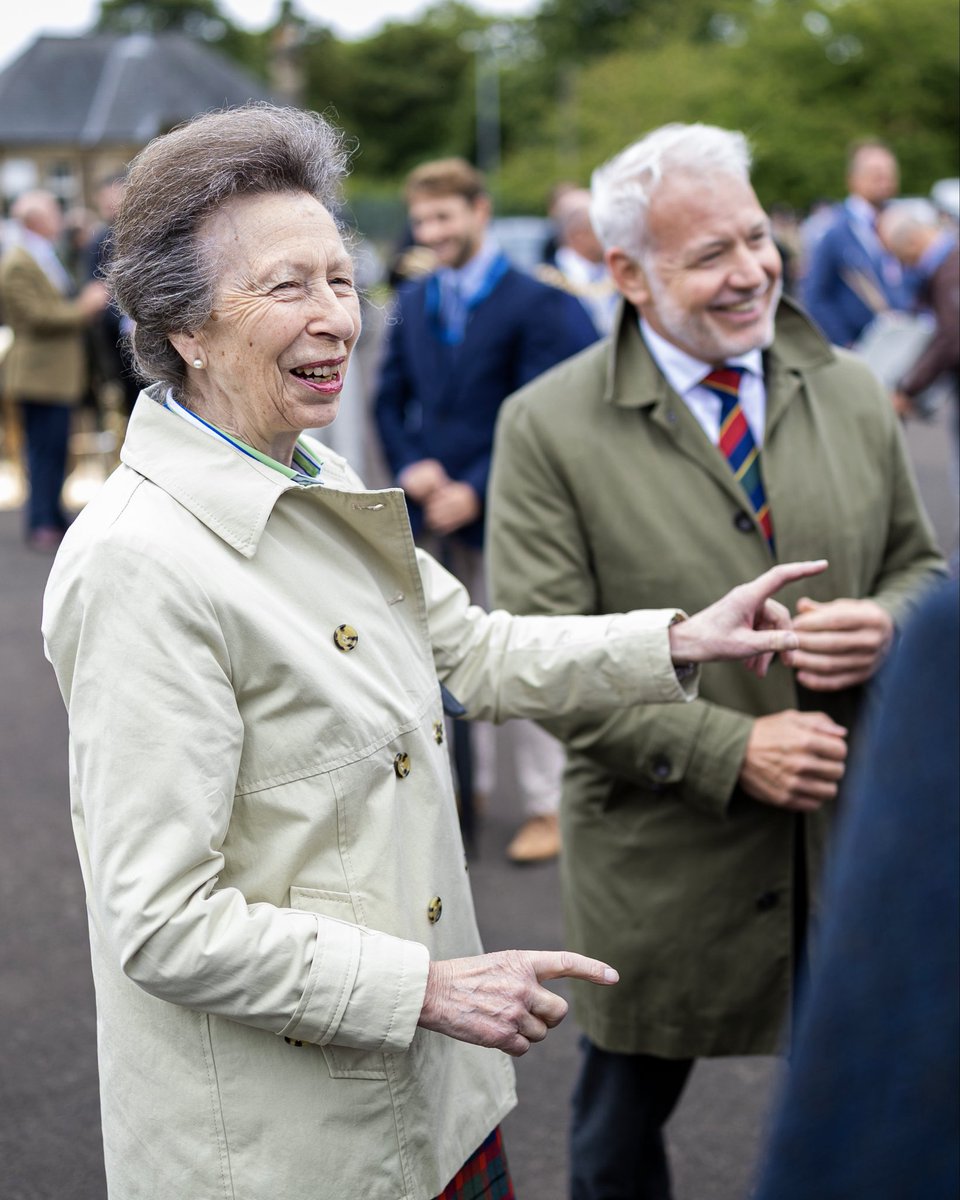 RoyalFamily's tweet photo. The Princess Royal attended The Royal Edinburgh Military Tattoo rehearsal at Redford Barracks. 

As Patron of the Tattoo since 2006, HRH met with the international cast, military personnel, and crew responsible for bringing the Tattoo to life. This year, more than 800 people from around the world will perform against the iconic backdrop of Edinburgh Castle.