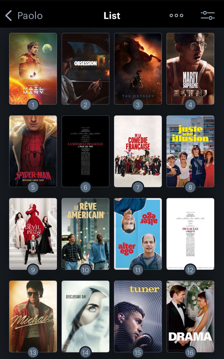 Lacoelle27's tweet photo. Classement de mes films vu en 2026 https://t.co/0B3ovJT9rJ