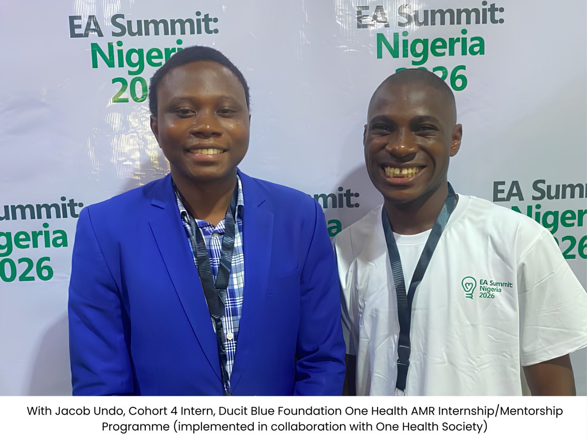 DucitBlueFdn's tweet photo. Our Junior AMR Programme Assistant, Emmanuel Oyelayo, was honoured to be selected for the Effective Altruism Nigeria Summit 2026 in Abuja.
He joined global health professionals and emerging leaders to explore how evidence and cost-effectiveness can drive greater impact.
#Athread https://t.co/ZiJCGAVYVL