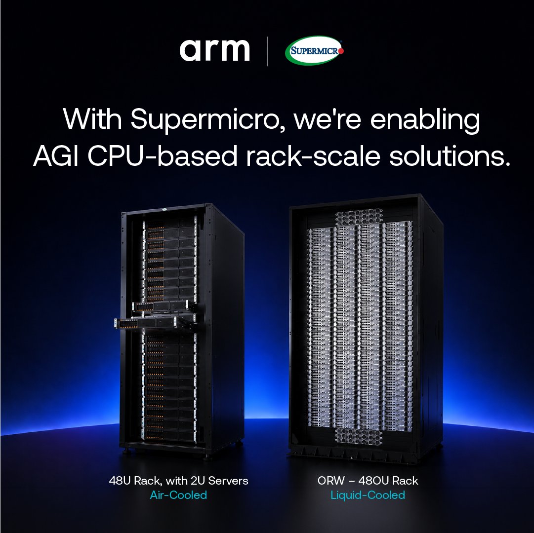 AI infrastructure isn't one-size-fits-all.

Together with @​Supermicro, we're enabling Arm-based rack-scale solutions with both air- and liquid-cooled configura