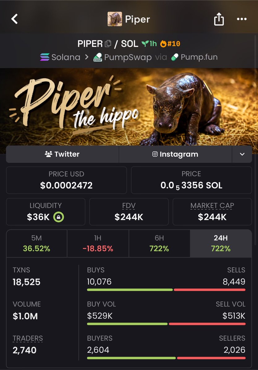 Lalonde01's tweet photo. solana:8goERtSRyTf1DPNQZcrb9Q2uriqCi6Ui6UqtaH1Fpump $PIPER blasted from a $30K market cap to $244K 🚀🔥 an incredible 713% gain! Explosive momentum, strong buying pressure, and another low-cap gem delivering eye-catching returns. 📈💥 Don’t miss the next breakout my TG is where the biggest opportunities are shared first. 🥷💎 #PIPER #Crypto #Memecoin #Altcoins #100xGem
Ca::8goERtSRyTf1DPNQZcrb9Q2uriqCi6Ui6UqtaH1Fpump