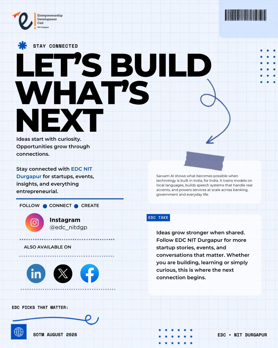 edcnitd's tweet photo. The future of intelligence is no longer just an idea, it is already becoming a reality through innovations that are changing the way people interact with technology.
Leading this transformation is Sarvam AI, a startup that is redefining artificial intelligence with solutions https://t.co/HCJqNnWzGa