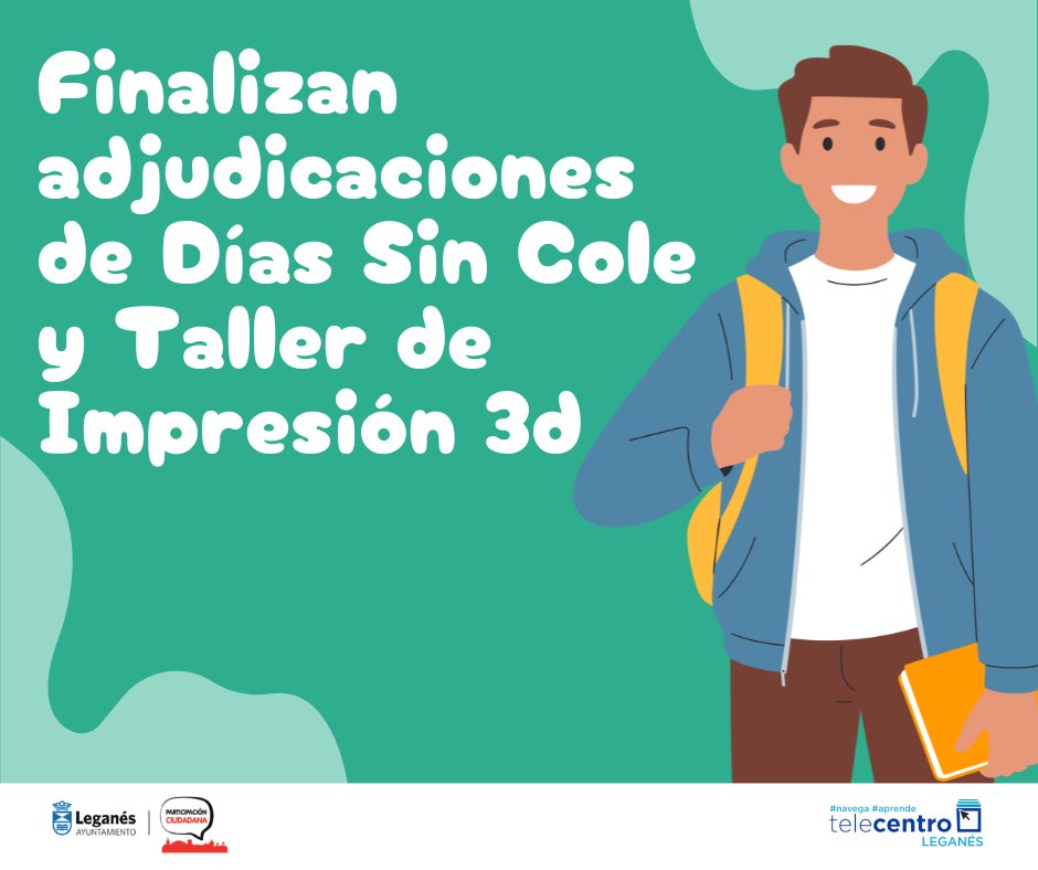 TelecentroLega1's tweet photo. Hoy finalizan las 𝐚𝐝𝐣𝐮𝐝𝐢𝐜𝐚𝐜𝐢𝐨𝐧𝐞𝐬 para la 𝐗𝐗𝐈𝐕 𝐞𝐝𝐢𝐜𝐢𝐨́𝐧 𝐝𝐞 𝐥𝐨𝐬 𝐃𝐢́𝐚𝐬 𝐒𝐢𝐧 𝐂𝐨𝐥𝐞 y la 𝐈𝐈𝐈 𝐞𝐝𝐢𝐜𝐢𝐨́𝐧 𝐝𝐞𝐥 𝐓𝐚𝐥𝐥𝐞𝐫 𝐝𝐞 𝐈𝐦𝐩𝐫𝐞𝐬𝐢𝐨́𝐧 𝟑𝐃.🎒Si recibes un whatsapp, no olvides 𝐜𝐨𝐧𝐟𝐢𝐫𝐦𝐚𝐫 𝐥𝐚 𝐚𝐬𝐢𝐬𝐭𝐞𝐧𝐜𝐢𝐚. https://t.co/efsHehDmvS