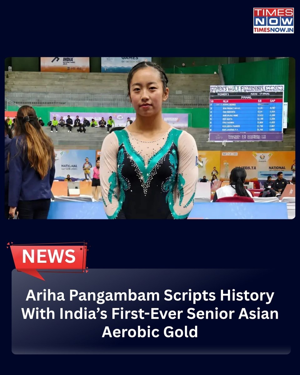 TimesNow's tweet photo. Ariha Pangambam Scripts History With India’s First-Ever Senior Asian Aerobic Gold

https://t.co/C6xx16equm https://t.co/uXjzOQmlnV