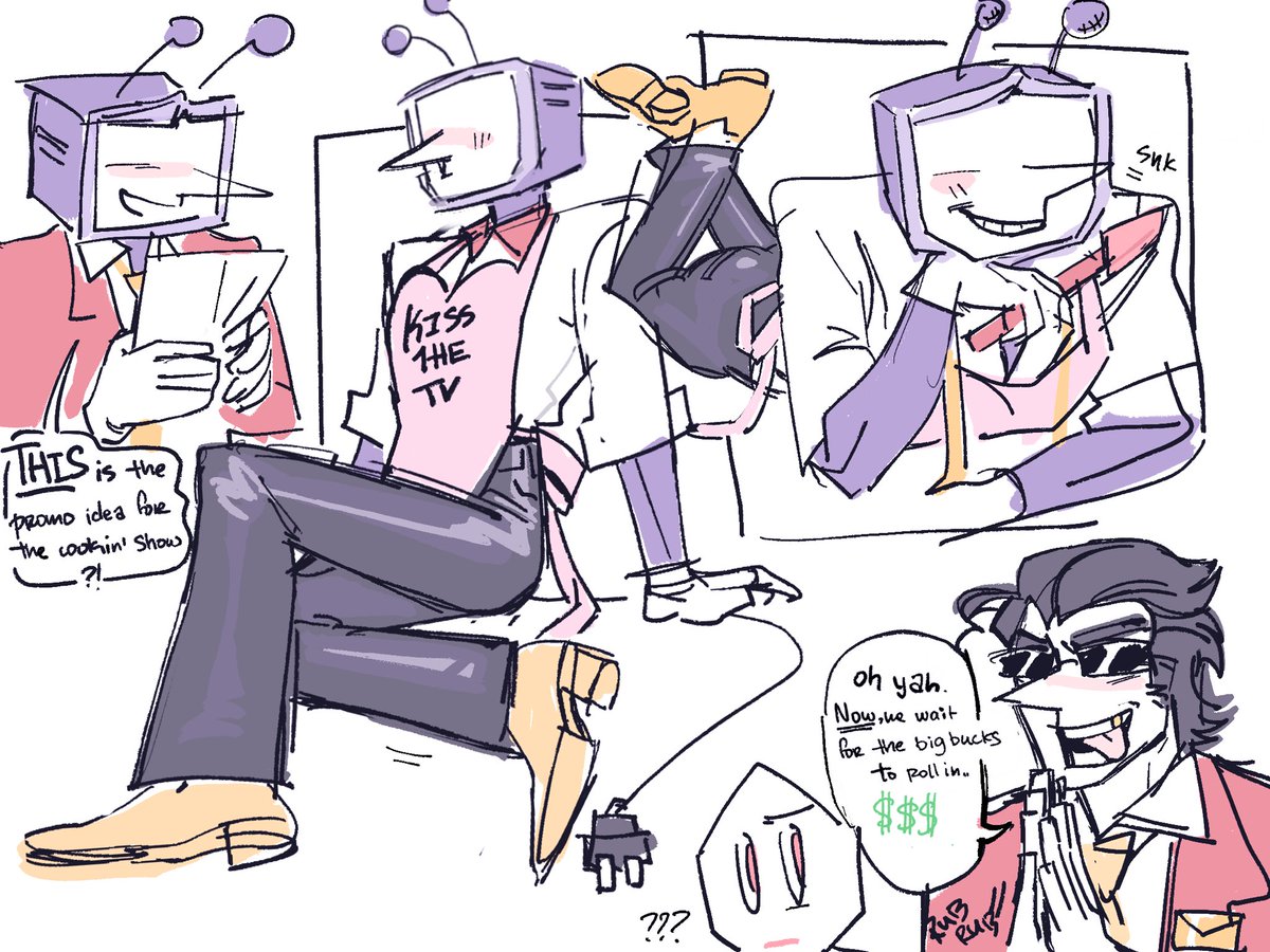 AXESOULEE's tweet photo. Been trying to make a comic for these two but taking a break to draw Tenna as a apron wearing husband

 #DELTARUNE #spamtenna (if u squint hard enough) https://t.co/fadaKS2hcp