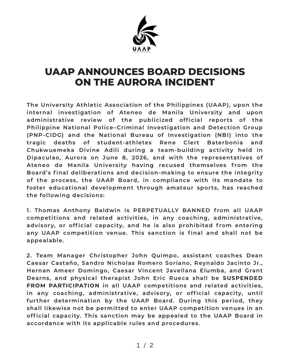 SilverMicahC's tweet photo. Fucking UAAP is so weak! They can't even hold Ateneo accountable for their weakness! Bakit ba nakatuon lang sa management ng men's basketball program? eh ang problema ay yung buong institusyon for failing to safeguard their students! Taena! https://t.co/l5VleXVlwu