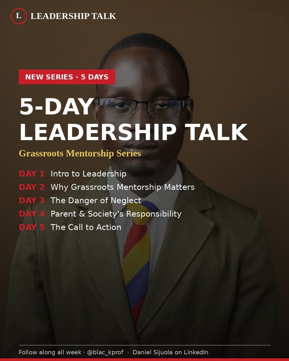 black_Prof_'s tweet photo. Good Morning Everyone 🌞
So, I started A 5-Day Leadership Talk yesterday that I tagged "Grassroots Mentorship Series"

I started it on my LinkedIn Instagram page.
Today is Day 2... So I will post Day 1 and Day 2 and continue with Day 3 tomorrow.
#leadership #Grassroot #Mentorship https://t.co/K2uQwxWzMo