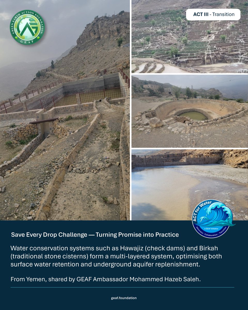geaffoundation's tweet photo. Save Every Drop Challenge, how is the water harvested through these traditional means, utilised? Discover sustainable water conservation practices, shared by GEAF Ambassador Mohammed Hazeb. Join the #SaveEveryDropChallenge, by submitting your entries here - https://t.co/latZXOrX57

#GEAFambassador #greenearth #sustainability #environmental #ACTForWater #WaterBankruptcy #SaveWater