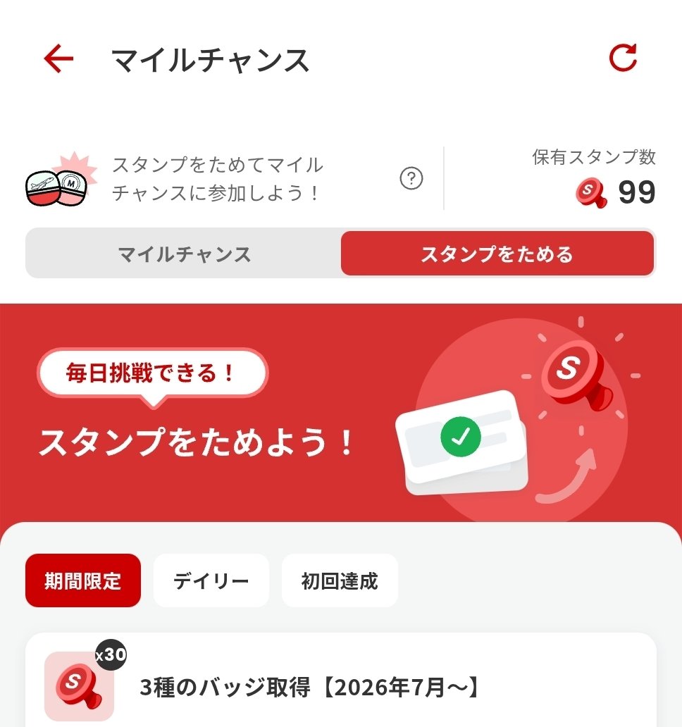 JAL_Shugyo's tweet photo. JMBアプリのスタンプが99になったので10回引きチャレンジ🎯

今回は2マイルゲット✨

過去5回　1→4→３→3→2マイル‼️
平均2マイル余裕でキープ✨

スタンプは99→69に減少⤵⤵⤵
また95以上貯まったらチャレンジしま～～～す✨ https://t.co/5fg1K580qJ