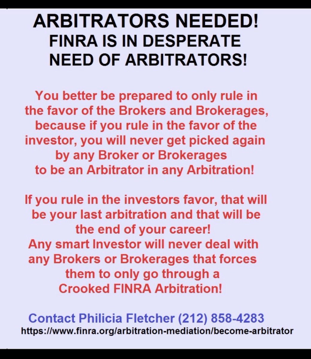 CreditWhisperer's tweet photo. #FINRA, #arbitration, #arbitrator, #jobs, #Mediation, #ETRADE, #MorganStanley https://t.co/TIwGYvZTZ8