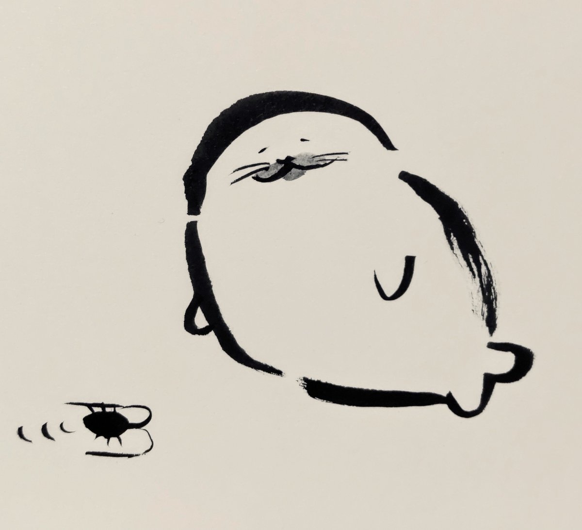 jissunboshi96's tweet photo. 部屋の中でゴキブリを見つけてしまったアザラシを描きました。 https://t.co/yWfUQym4lY