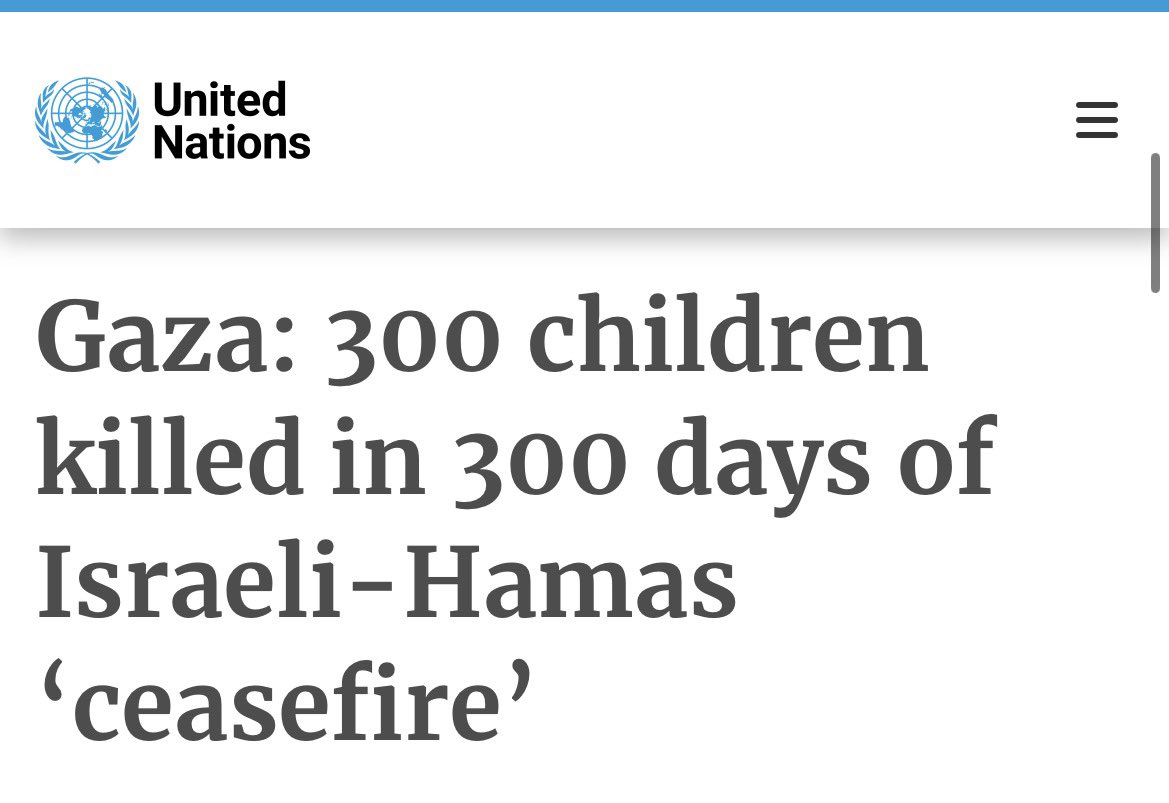 QudsNen's tweet photo. UNICEF spokesperson Louise Wateridge reports that at least 300 children in Gaza have been killed since a ceasefire agreement came into effect last October. https://t.co/gz62Mtv0gZ