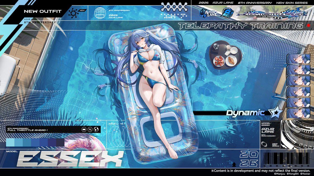 AzurLane_EN's tweet photo. ★Telepathy Training★

It's swaying so gently, like a cradle... O-oh, no. I'll fall asleep at this rate! Commander, let's move on to our simulation for the next section right away!

USS Essex is changing into her new Dynamic attire. She will grace your dock in the near future, Commander.

#AzurLane #Yostar #AzurLane8thAnniv