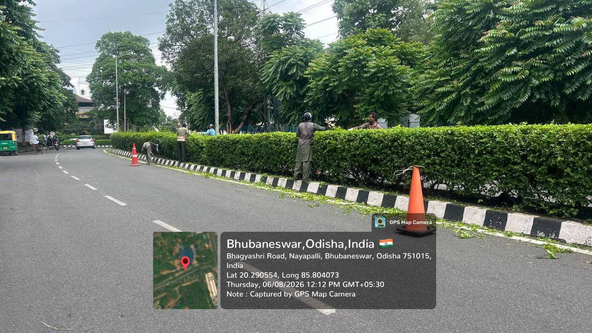 bmcbbsr's tweet photo. Keeping Bhubaneswar green and well-maintained, BMC workers are carrying out regular trimming and maintenance of median plantations across the city. These daily efforts enhance road safety, improve visibility, and ensure a cleaner, more aesthetic urban environment.
#GreenBhubaneswar #CityMaintenance #Bhubaneswar #SwachhBhubaneswar #TeamBMC