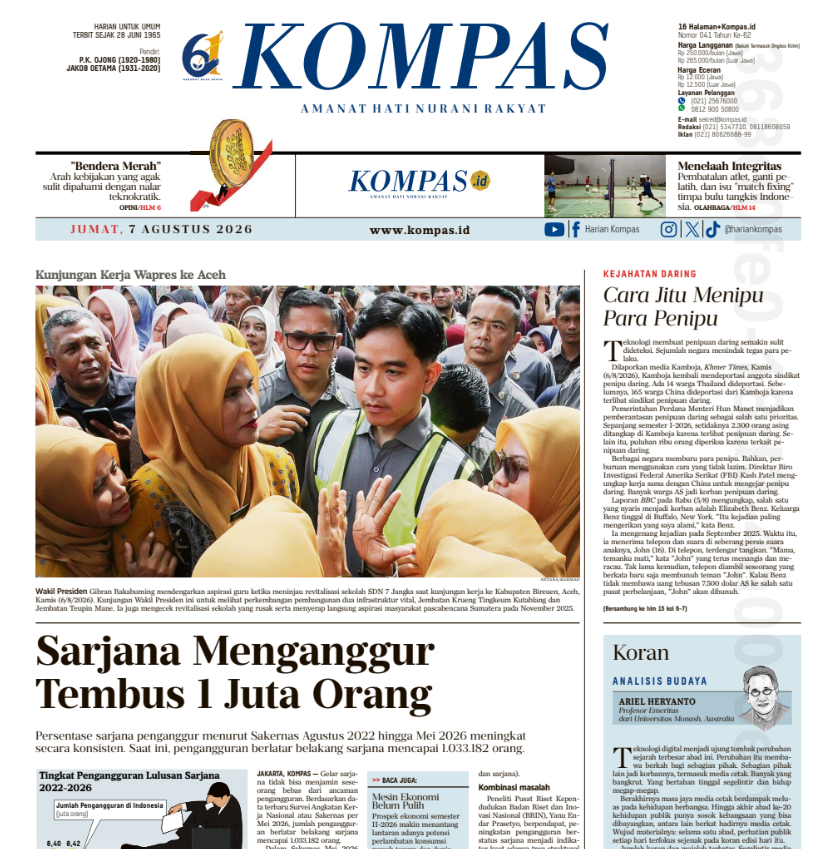 ardisatriawan's tweet photo. Kompas hari ini:

Headline: "Sarjana Menganggur Tembus 1 Juta Orang"

Foto: Gibran.🤔 https://t.co/qIQayM1Fz7