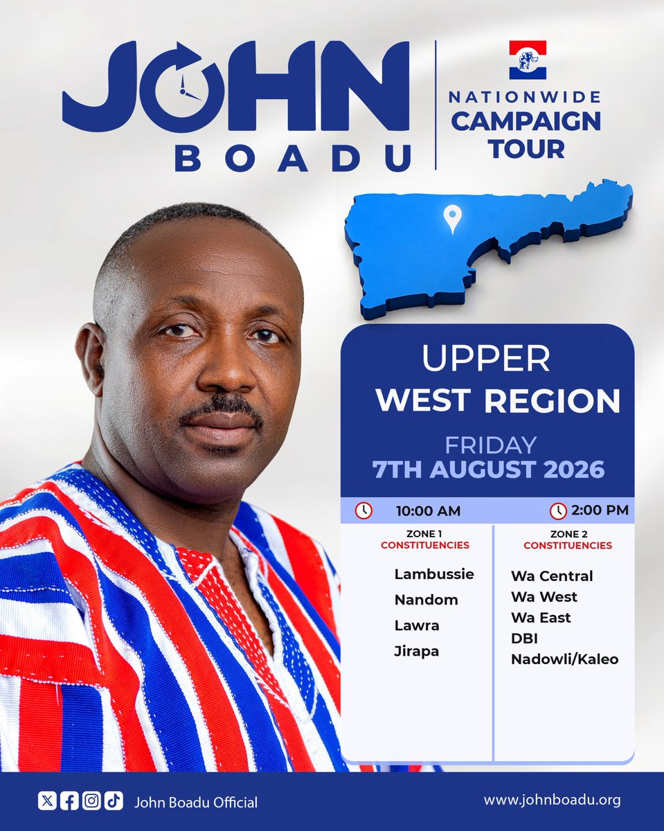 jnboaduofficial's tweet photo. Thank you Upper East❤️
Upper West, it’s your time now!
#JohnBoadu
#NationwideCampaignTour
#UpperWestRegion https://t.co/pADwvKLkfc