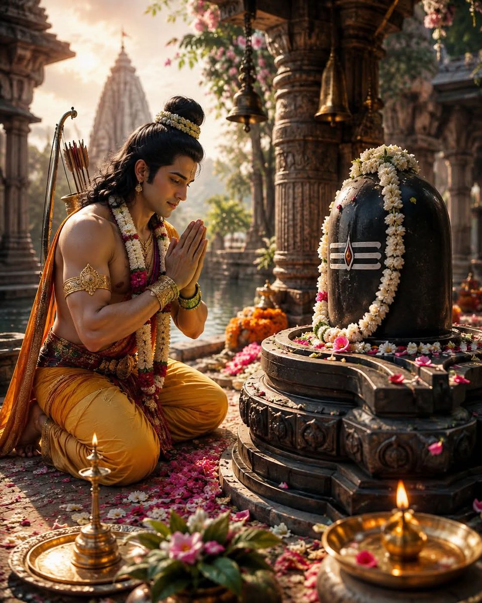 AnjuJha05's tweet photo. 🙏 भगवान श्रीराम का शिव पूजन – भक्ति, मर्यादा और श्रद्धा का दिव्य संगम।
 हर हर महादेव! 🚩 https://t.co/iEKOryY3Df