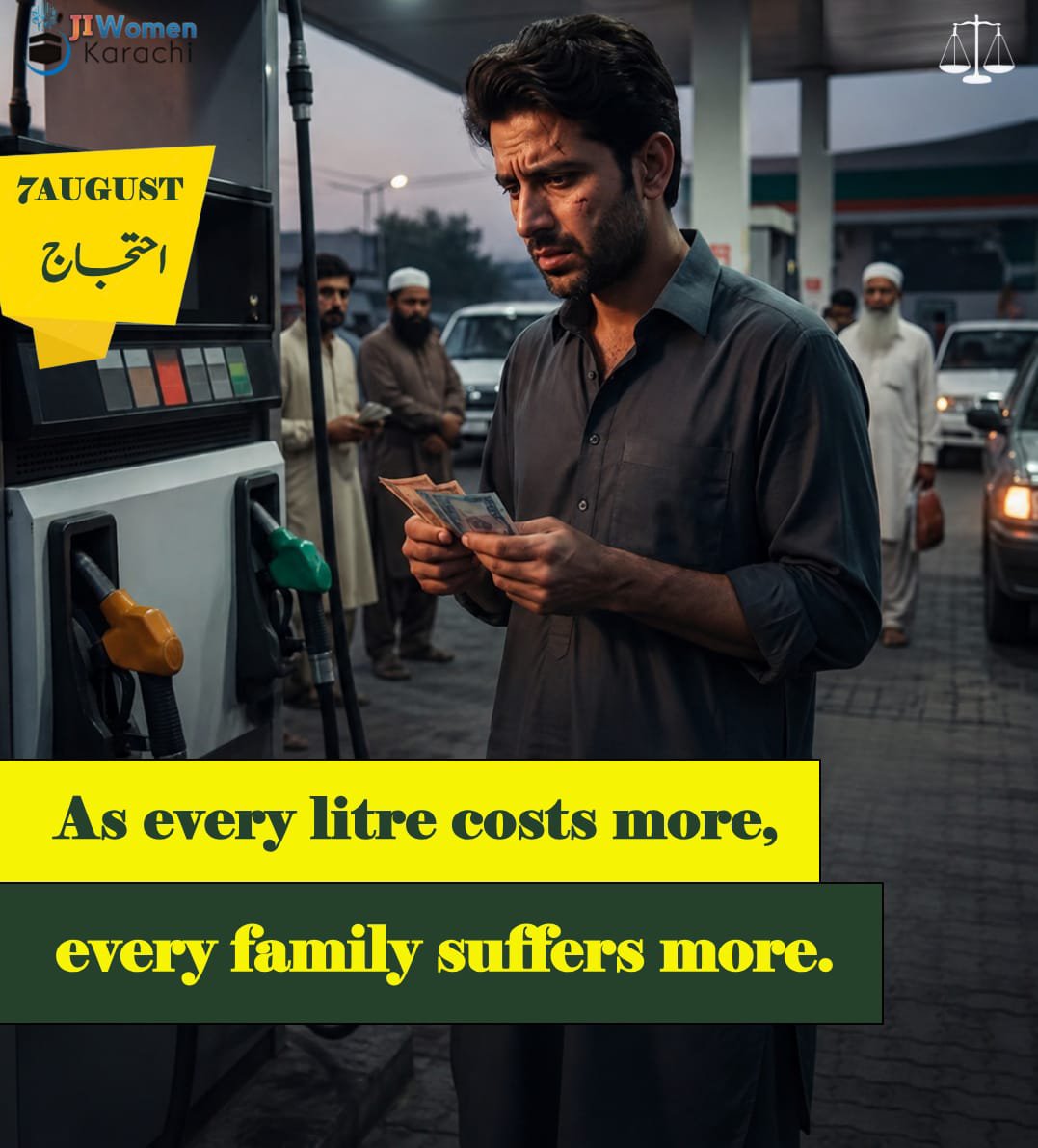 JIwomenKarachi's tweet photo. As every litre costs more, every family suffers more.

Hafiz Naeem
Jamaat e Islami
Bhatta Levy NaManzoor
 #JIProtestAgainstBhattaLevy https://t.co/NjGOJX3dNw