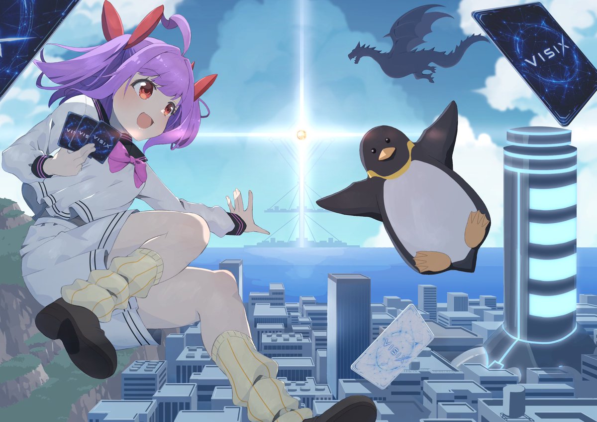 VISIX_TCG's tweet photo. 『VISIX』のメインビジュアルを、管澤捻様（@KansawaNejiri）に依頼し、描いていただきました！✨

最高のビジュアルに恥じぬよう、まずは #ゲームマーケット2026秋 に向けて、より良いものをお届けできるよう精進してまいります！

カードゲーム、デジタルゲーム共に応援よろしくお願いします🙇‍♂️ https://t.co/bx6c0ipdt9