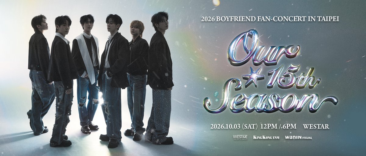 klookjp's tweet photo. 待ってた人いる？あのBOYFRIENDが結成15周年を記念して、約10年ぶりに台湾で単独イベントを開催するよ！✨

来場者全員ハイタッチ付きで、5:1グループ撮影などの限定特典も豪華すぎる…🥹💖

🗓️ 2026/10/3(土) 昼夜2回公演
📍 台湾・台北（WESTAR）
🎫 ¥19,063〜（8/10 12:00発売スタート） https://t.co/cJT8vl1ApM