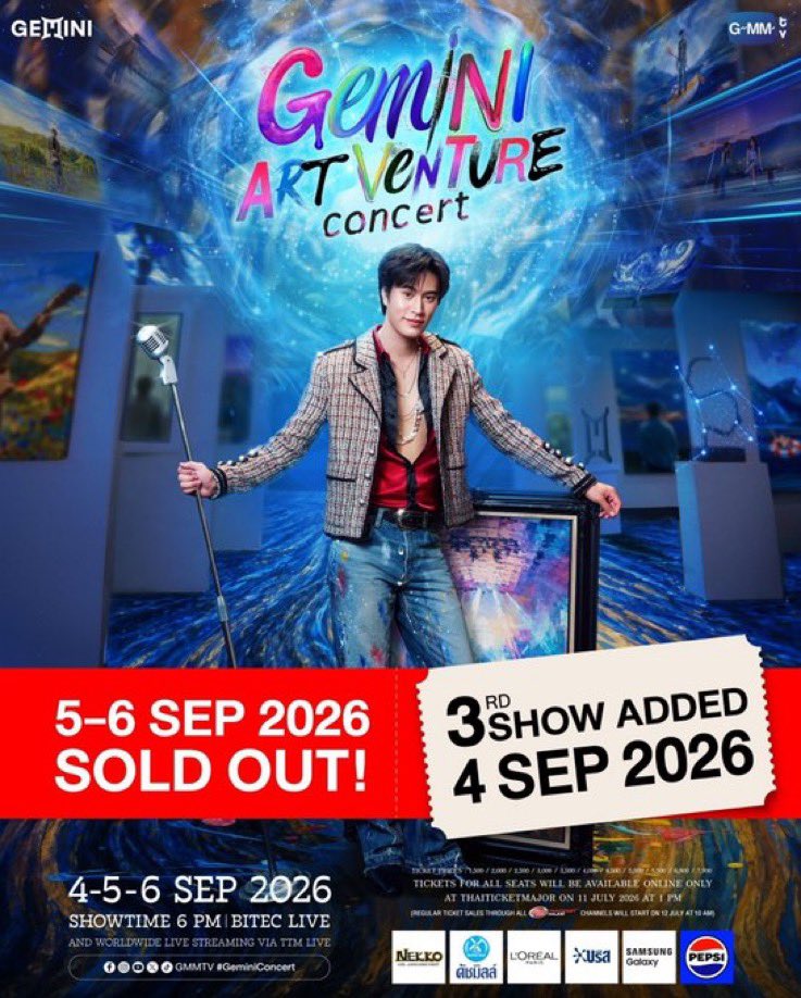 tmnqmtn's tweet photo. 🎉🎉 จมน เจมีไนน์ มีคอนเสิร์ตเดี่ยว 3 วัน
ที่ไบเทคไลฟ์  📍4-6 กันยายนนี้นะคะ 
บัตรวันที่ 4 ยังมีอยู่น้าา ไปฟังน้องร้องเพลงกันกันเยอะๆ ไม่ผิดหวังแน่นอนคับบ   ✨✨✨

จิ้มเลยยย https://t.co/PVGWqYOjNT

#GeminiConcert 
#Gemini_NT #เจมีไนน์ https://t.co/aDyzd63szz