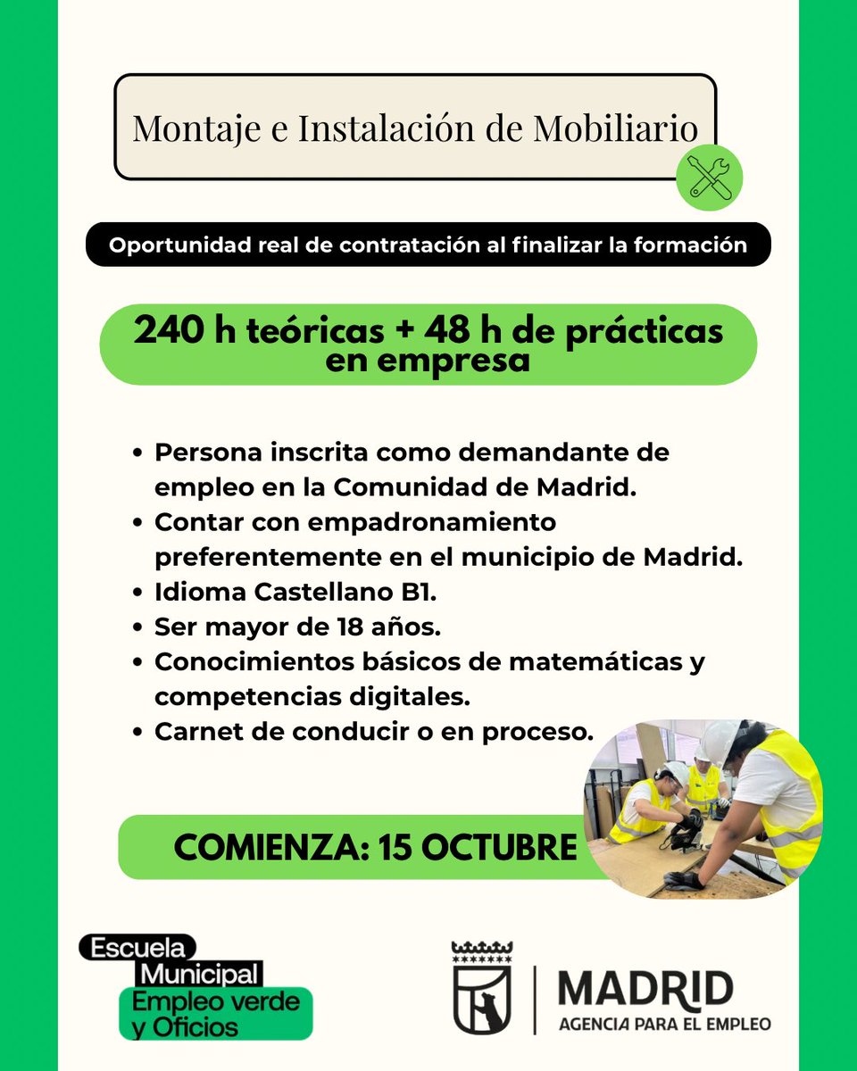 em_oficios's tweet photo. 💚 La vuelta a la rutina puede ser el comienzo de una nueva etapa llena de oportunidades y un buen futuro profesional.

🌿 Más información:
👉🏼 Nuestra web: https://t.co/FiB2Da0936
✉️ emempleoverdeyoficios@madrid.es
📞 689 439 190

🕗 Horario de atención: 8:30h a 14:30h https://t.co/NP6pY92WJQ
