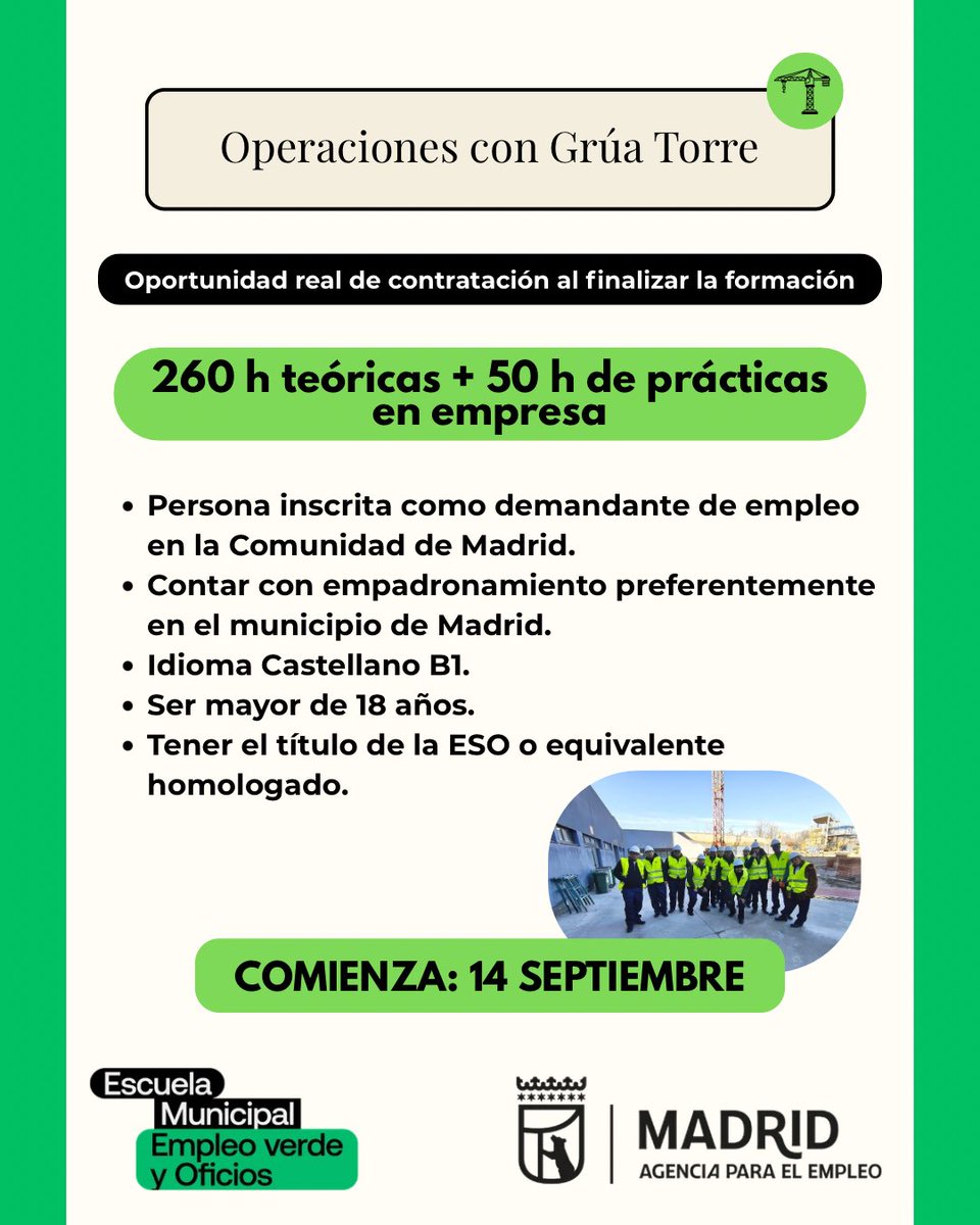 em_oficios's tweet photo. ☀️ El verano es para descansar y recargar energías… pero también para pensar en todo lo que está por venir.

📅 A partir de septiembre comienza una nueva oportunidad de formarte con nosotros en la Escuela Municipal de Empleo Verde y Oficios de la @aempleomadrid https://t.co/ZwGPRrA6oo