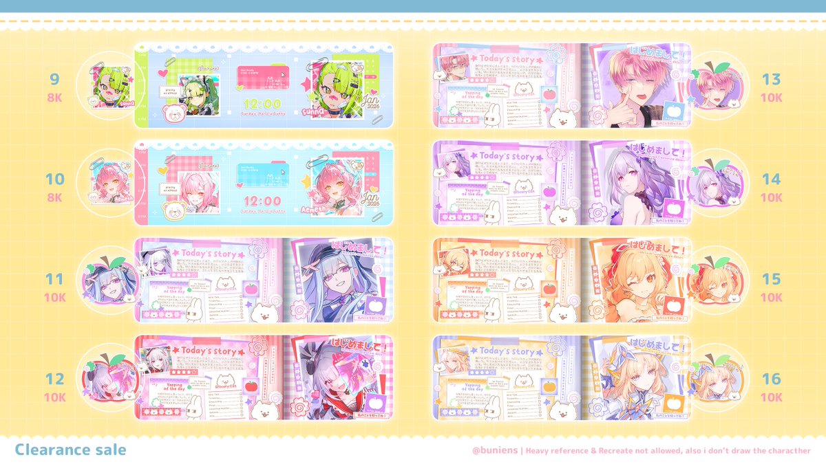 codeud's tweet photo. ౨ৎ ˖YahoO!~ 🐇

Nare membawa Layout sale dimulai dari harga 5k-15k  (˶˃ ᵕ ˂˶) b. Bila tertarik bisa langsung ditake lewat dm💗. 

#bealanja #2dijajan https://t.co/V0P556Jez2