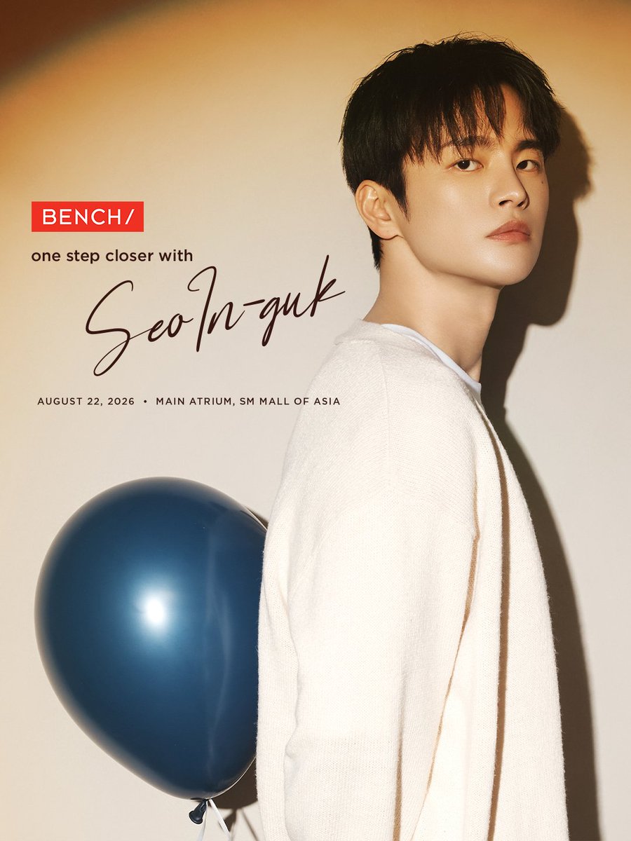 benchtm's tweet photo. Heartriders! Are you ready to take One Step Closer with Seo In Guk?❤️

Your chance to see him live is almost here! Meet Seo In Guk on August 22, 2026 at the Main Atrium of SM Mall of Asia for a special fan meet you won't want to miss.

Swipe to see the official mechanics!

Per DTI Fair Trade Permit No. FTEB-264636 Series of 2026

#BENCHOneStepCloserWithSeoInGuk #BENCHxSeoInGuk #GlobalBENCHsetter