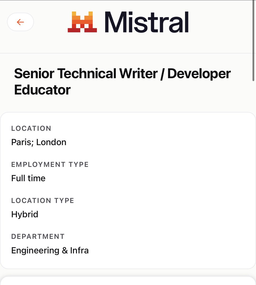 dnaijatechguy's tweet photo. Who are the best technical writers you know? We’re hiring Senior technical writers at Mistral AI.

Link to apply on the thread. Also happy to send a referral across if you’re a solid one. 

Bonne Chance 🧡 https://t.co/T70VcVoY80