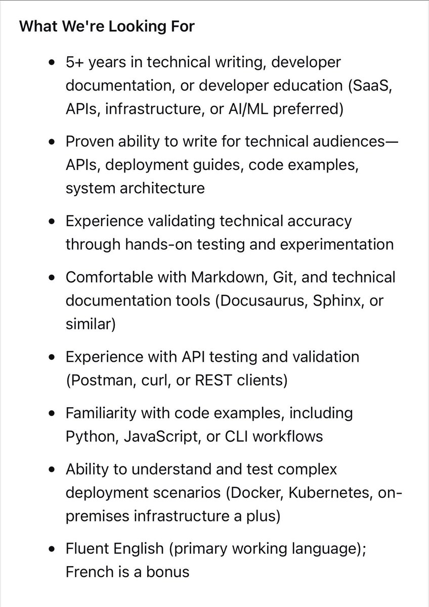 dnaijatechguy's tweet photo. Who are the best technical writers you know? We’re hiring Senior technical writers at Mistral AI.

Link to apply on the thread. Also happy to send a referral across if you’re a solid one. 

Bonne Chance 🧡 https://t.co/T70VcVoY80
