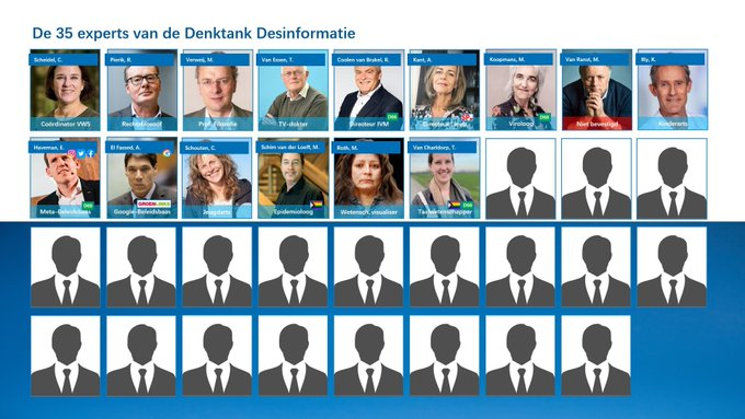 veen_els's tweet photo. Het is toch typerend voor Nederland dat we nog steeds niet weten welke personen er in de Denktank Desinformatie zaten? Misschien iets voor de parlementaire enquête, @Daandekort92, want de strijd tegen desinformatie lijkt me niets om je voor te schamen, toch? Hieronder de personen die wel bekend zijn met dank aan enkele zeer vasthoudende WOB mannen.

De Denktank Desinformatie is een voortzetting van de vaccinatie-alliantie en is al in 2019 opgericht om desinformatie over de coronaprikken te bestrijden. Heel bijzonder dat er al bekend was wat precies desinformatie was, voordat de prikken überhaupt ontwikkeld waren.