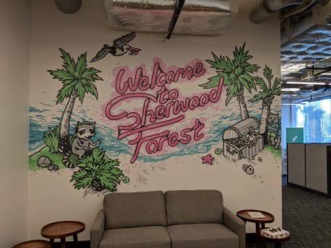 RocketOnRH's tweet photo. Good morning! Welcome to Sherwood Forest, where Rocket has been greeting teammates and visitors for years https://t.co/S3XxagQBsm