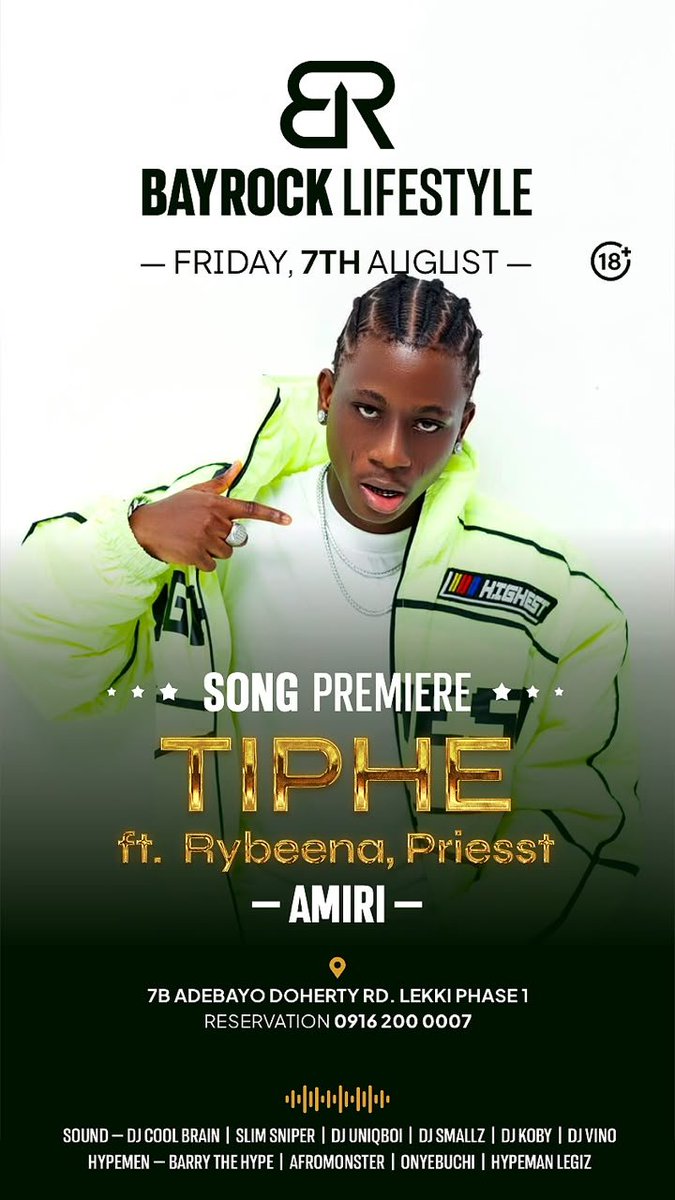 Tiphe_Fanpage's tweet photo. 🚨 TIPHE IS TAKING OVER TONIGHT! 🔥
Catch Tiphe live at the BAYROCK LIFESTYLE song premiere for "AMIRI" featuring Rybeena & Priesst. The vibes are guaranteed to be unmatched! 💯🎶
Who's pulling up? 👀🔥 #Tiphe #AMIRI #BayrockLifestyle #TipheNews https://t.co/f5PFHj5tjN