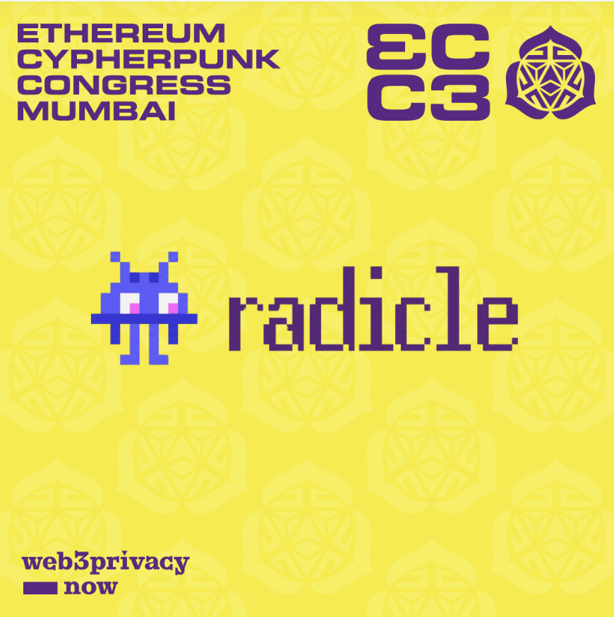 web3privacy's tweet photo. Welcoming @radicle as sponsor of ECC3 🎊 

Radicle is facilitating code collaboration with a p2p, Git-native network that gives devs ownership over their software and workflows.

Let’s advance open-source infra and a more sovereign internet together: https://t.co/SrDRumXMUR