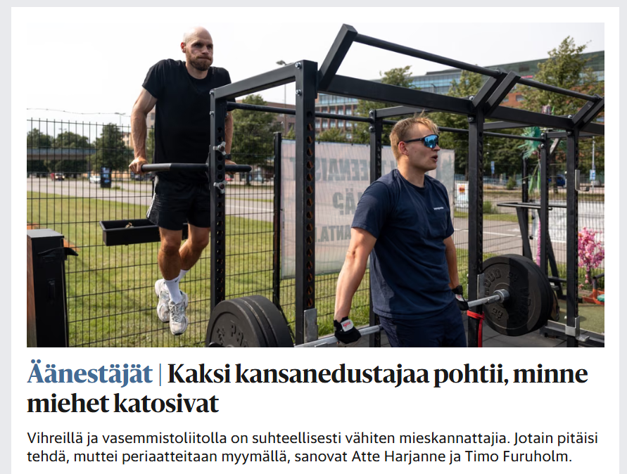 RMLeppanen's tweet photo. "Otetaan pari salikuvaa, niin eiköhän miehet meitä jatkossa äänestä".

Tämä on aivan yhtä toimivaa vaikuttamista, kuin kokoomuksen naisäänestäjien vakuuttelu kutsumalla kasa somevaikuttajia Kesärantaan. 

Oletteko ikinä ajatelleet, että teidän linjoissa olisi jotain pielessä @vihreat @vasemmisto? 

Oletteko ikinä ajatelleet, että suomalaiset eivät halua "avoimet rajat" -politiikkaa tai koko Euroopan energiasektorin tuhoavaa ilmastopolitiikkaa?