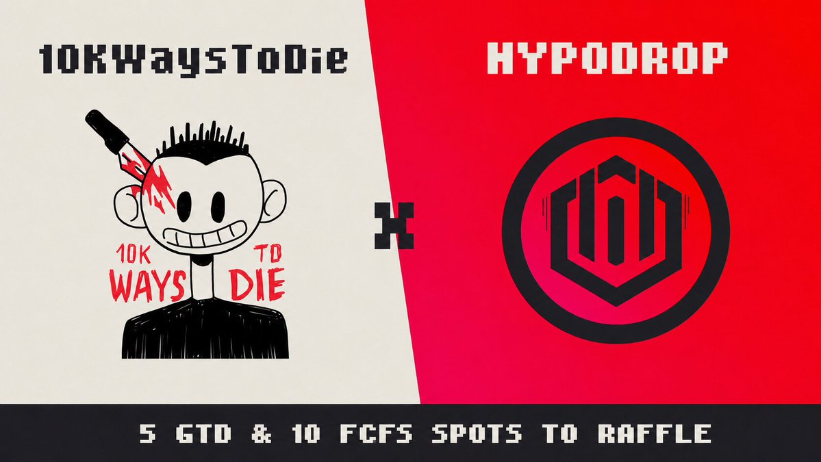 Hypodrop's tweet photo. We are giving away 5 GTD & 10 FCFs spots for 10kWaysToDie ❤️

✅ Supply: 10,000 , Hyped NFT on Ethereum

🔗 To enter:

1️⃣Follow @Hypodrop & @10kWaysToDie
2️⃣Like + RT this post & the tweet QRTed.
3️⃣Tag a Friend
4️⃣Drop your ETH addresses in the comment

⏳72 Hours to Join, Good Luck