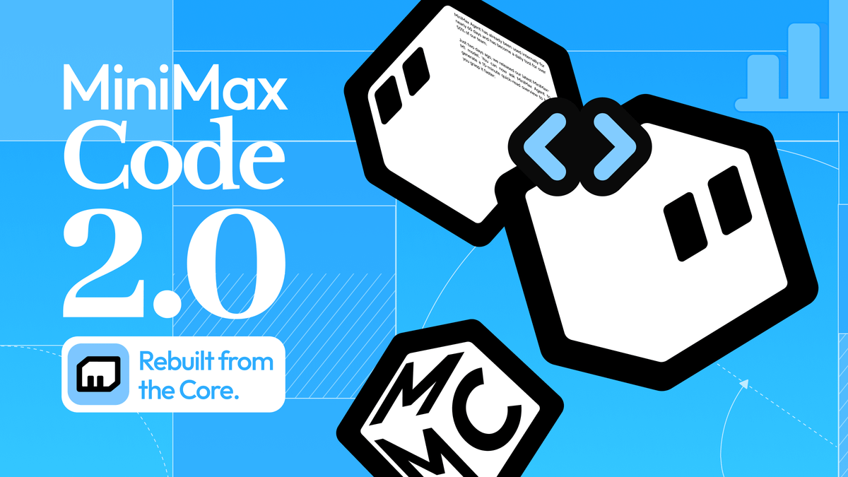 MiniMaxAgent's tweet photo. Today we’re launching MiniMax Code 2.0.

Rebuilt on the open-source @pidotdev Pi Agent framework, MiniMax Code 2.0 delivers a smoother, more reliable experience across everyday conversations, office work, and long-running complex tasks.

Here’s what’s new